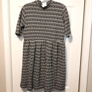 ASOS babydoll dress (gently worn). Navy/cream print.